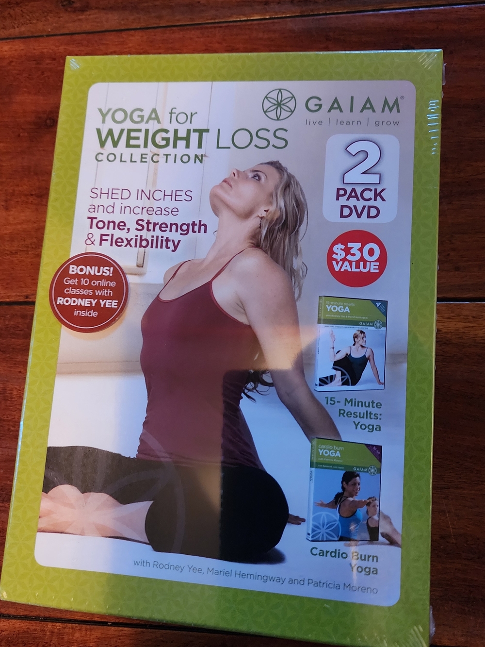 Gaiam Yoga for Weight Loss 2-Pack DVD - Green & White Packaging